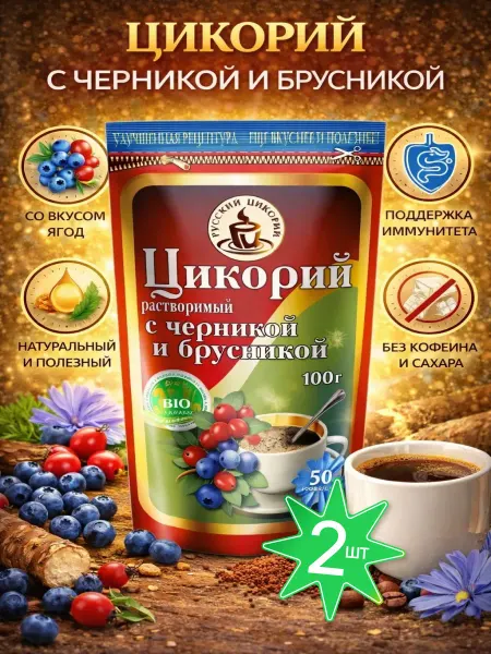 Русский цикорий Цикорий с черникой и брусникой 2шт по 100гр