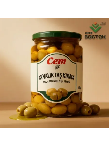 CEM ОливкиЗеленые с косточкойAyvalikTasKirmaDogaYesilZeytin400 г