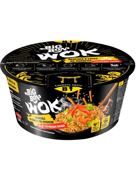 Гречневая лапша Big Bon Якисоба в соусе по-японски 85г