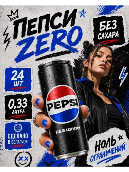Pepsi Напиток Пепси-Кола без сахара 0,33 ж б х 2 шт