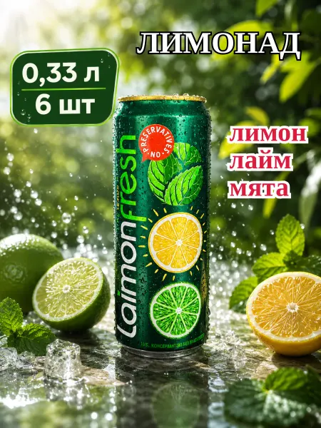7up Лимонад Laimon Fresh 0,33 л 6 шт газированный напиток