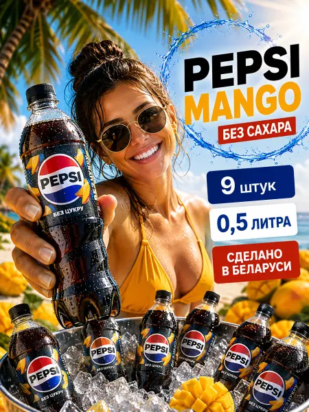 Pepsi Напиток Пепси-Кола Манго 0,5л х 9 шт
