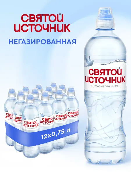 Святой источник Вода питьевая Sport негазированная 12 шт по 0,75 л