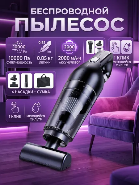 Удобный пылесос 0.85 кг для уборки в офисе и авто