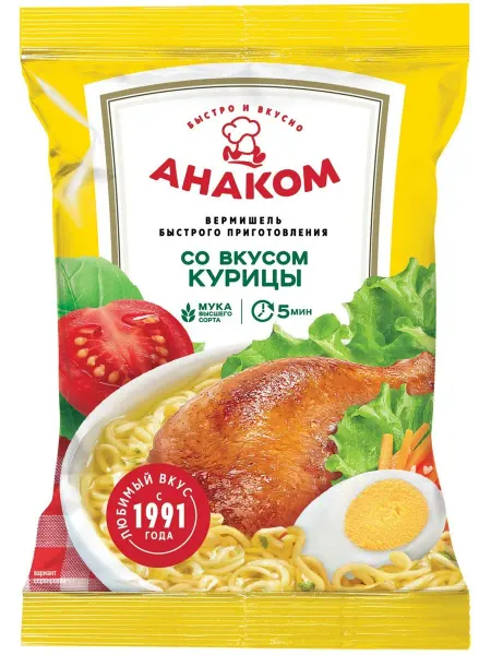 Анаком Вермишель 1 пачка 60 грамм быстрого приготовления с курицей