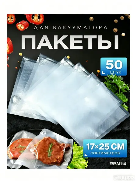 Пакеты для вакууматора рифленые, 17x25CM 50штук