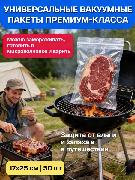 Вакуумные пищевые пакеты для вакууматора рифленые 17х25 см