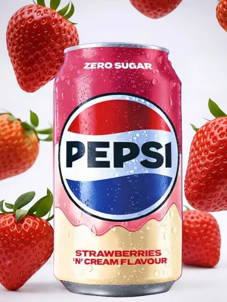 Pepsi Strawberries Cream Zero Sugar, Пепси Клубника, 2 банки