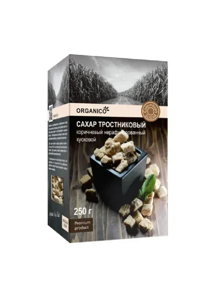 ORGANICO ТМ Сахар тростниковый коричневый кусковой, 250 г