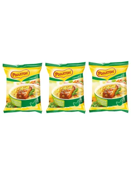 Роллтон Вермишель быстрого приготовления с курицей 60 г, 3 упаковки