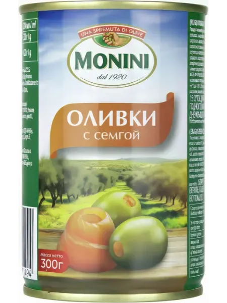 Monini Оливки зелёные с сёмгой, 300 г