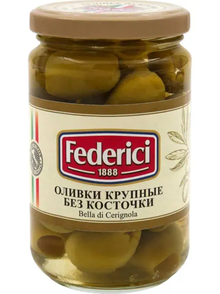 Federici Оливки крупные без косточки Федеричи 300г 2шт