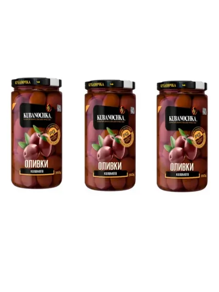 Кубаночка Оливки Каламата с косточкой 360 г, 3 шт