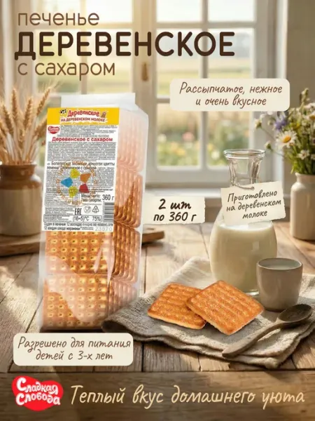 Сладкая слобода Печенье для детского питания Деревенское 720гр (360гх2ш)