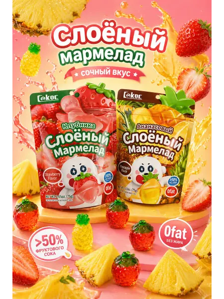 3D-Отслаивающаяся мармеладная конфета с фруктами