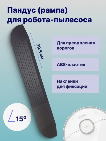 ABC. Рампа-пандус для порогов для робота-пылесоса, черная 59,5 см