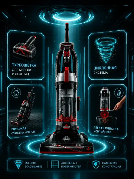 BISSELL Американский пылесос Powerforce, зверская тяга 500Вт