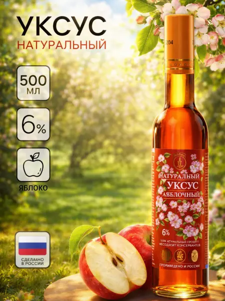 СП Мирный Уксус яблочный натуральный, 6%, 500 мл