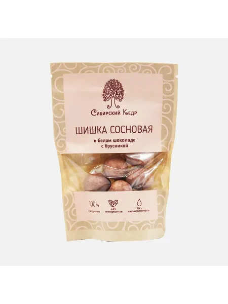 Сосновая шишка в белом шоколаде с брусникой, 60 г