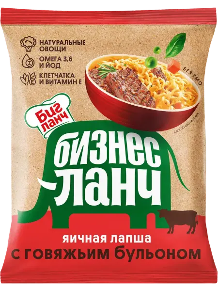 Лапша БИЗНЕС ЛАНЧ Яичная с говяжьим бульоном 60г