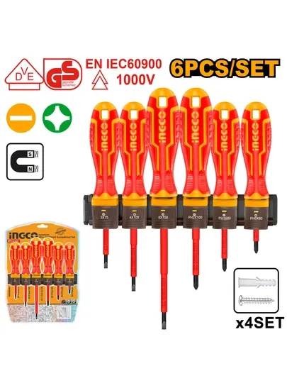 Комплект диэлектрических отверток INGCO 3, 6 и 9 HKISD0308 HKISD0608 HKISD0908
