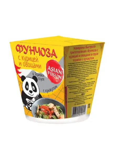 Asian Fusion Фунчоза с курицей и овощами в соусе Терияки с кунжутом, 68г