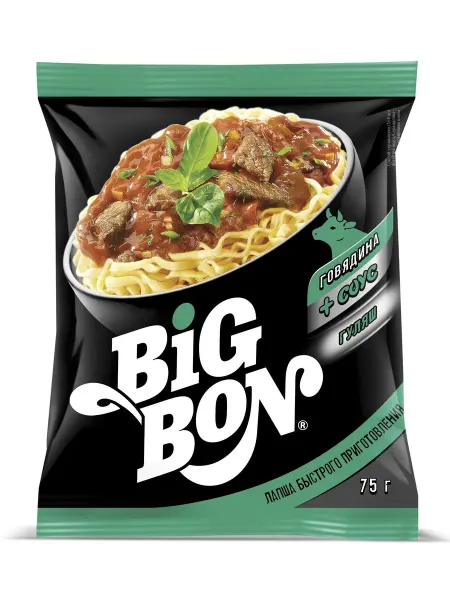 Нет бренда Лапша BIGBON говядина соус гуляш, 75 г