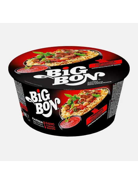 Лапша Big Bon Говядина и соус томатный с базиликом 85г