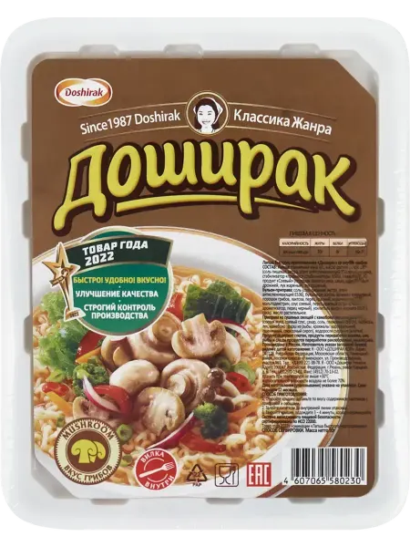 Doshirak Лапша ДОШИРАК со вкусом грибов, 90г, 1шт