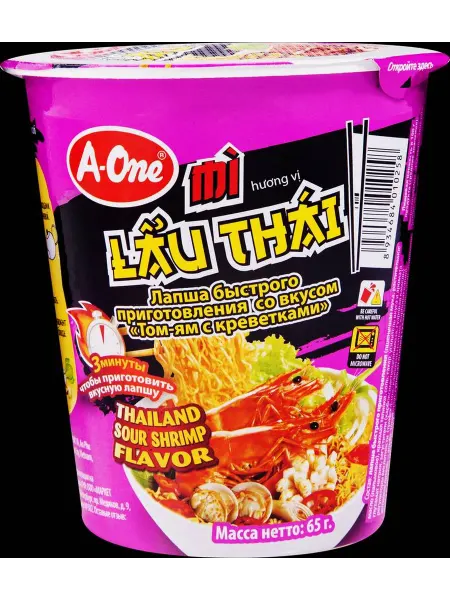 Лапша A-ONE со вкусом Том-ям с креветками