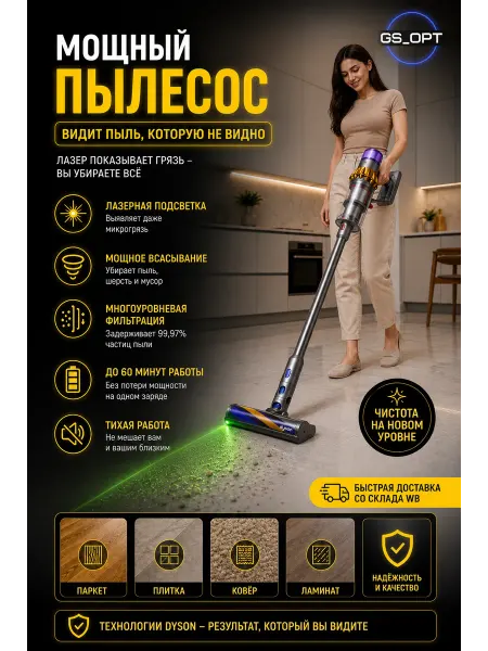 Dyson пылесос Dyson V15s Detect Absolute беспроводной пылесос для дома