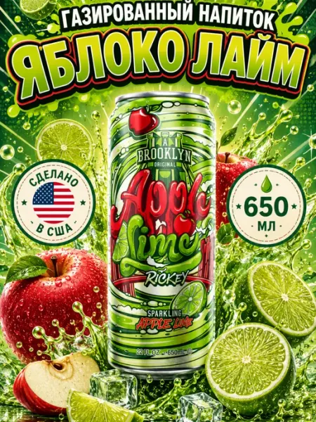 ARIZONA Газированный напиток Аризона Apple Lime Rickey 650 мл