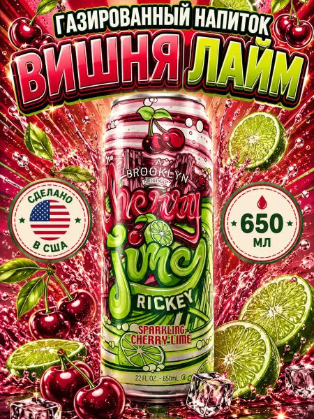 ARIZONA Газированный напиток Аризона Cherry Lime Rickey 650 мл