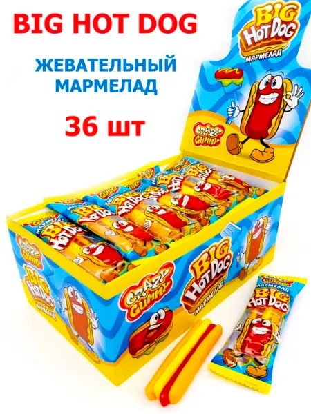 Канди клаб Мармелад жевательный BIG CRAZY HOT DOG 36 шт