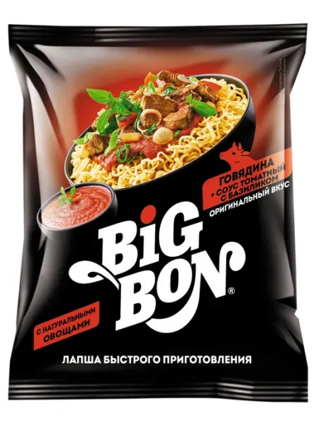 Нет бренда Лапша быстрого приготовления BIGBON Говядина соус Томатный с