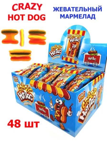 Канди клаб Мармелад жевательный CRAZY HOT DOG 48 шт