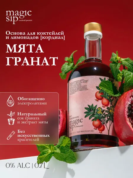 Drinksome Сироп мята-гранат основа для коктейлей, лимонадов, чая, корд…