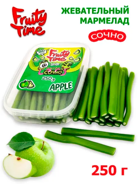 Fruity time Жевательный мармелад Зелёное яблоко 250гр карандаши