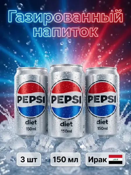 Pepsi Газированный напиток Пепси диетическая, 3 шт по 150 мл, Ирак