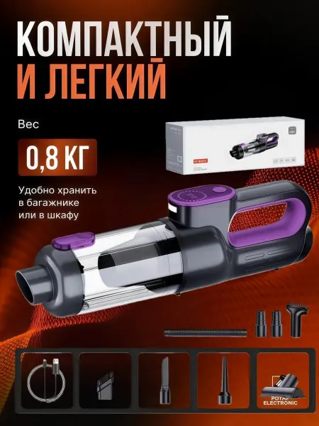 Pinsen Пылесос для автомобиля беспроводной мощный в салон