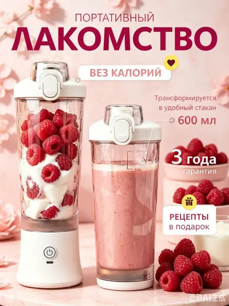 Xiaomi Блендер для смузи и коктейлей портативный стекло мини
