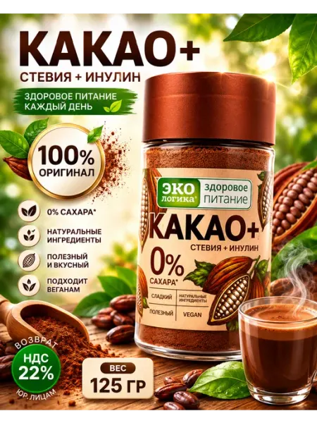 Экологика Здоровое Питание Экологика "Какао Плюс" без сахара, 125 гр