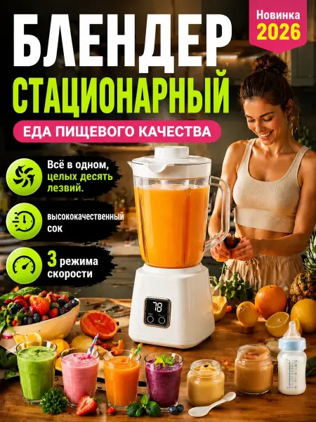 Блендер подходит для овощей, соков и молочных коктейлей