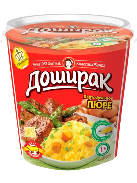 Пюре картофельное ДОШИРАК с соусом говяжий с овощами