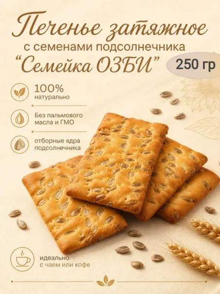 СладоКрай Печенье затяжное "Семейка Озби",подсолнечник,250гр