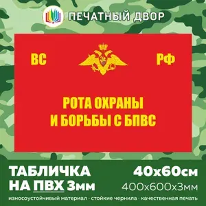 Табличка армейская - Рота охраны и борьбы с БПВС из пластика ПВХ 3 мм, размер 60х40см