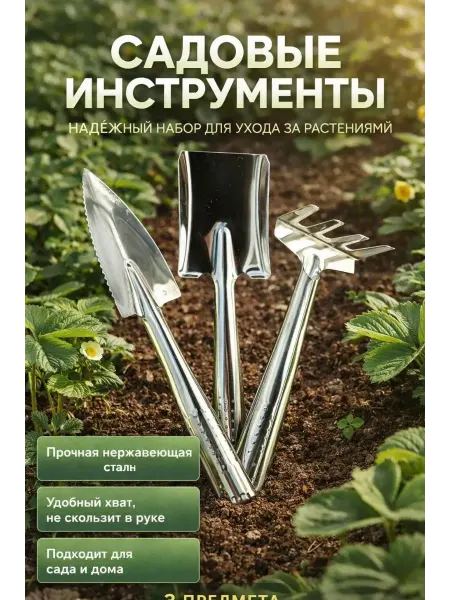Бине7 Набор садовых инструментов нержавеющая сталь 3 предмета