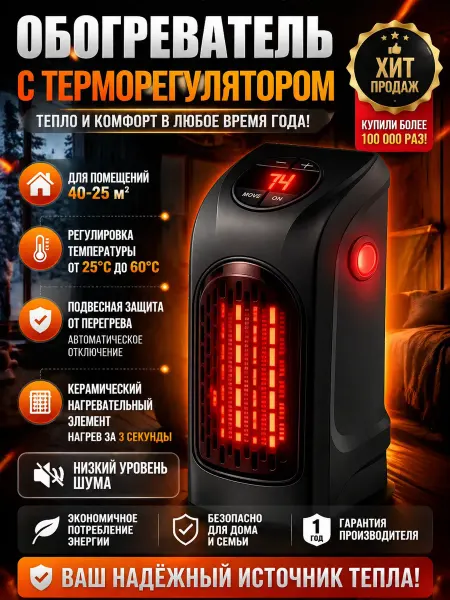 Мини обогреватель портативный электрический для дома