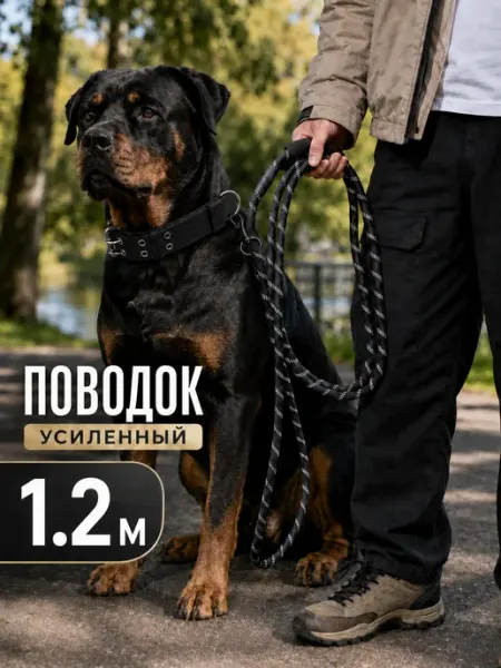 Нейлоновый поводок для собак светоотражающий 1.2 м