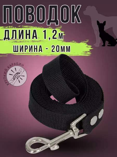 RICH BREED Поводок для собак длина 1,2м шир 20мм